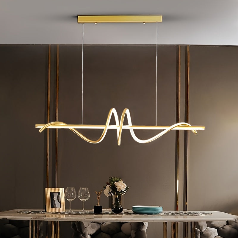 Suspension LED en vague de silicone sur barre de 100 cm, or ou noir