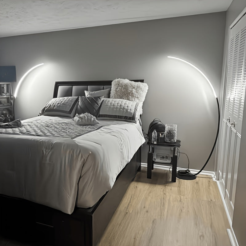 Lampadaire arc LED noir ou blanc à diffuseur silicone, 165 cm