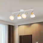 Spot de plafond rétro 3 ou 4 dômes orientables, rotule bois, E27
