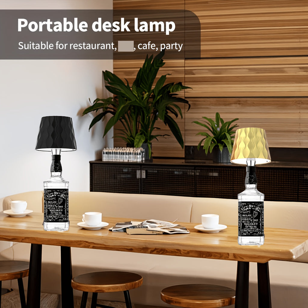 Lampe sans fil pour bouteille, abat-jour ondulé, recharge USB-C