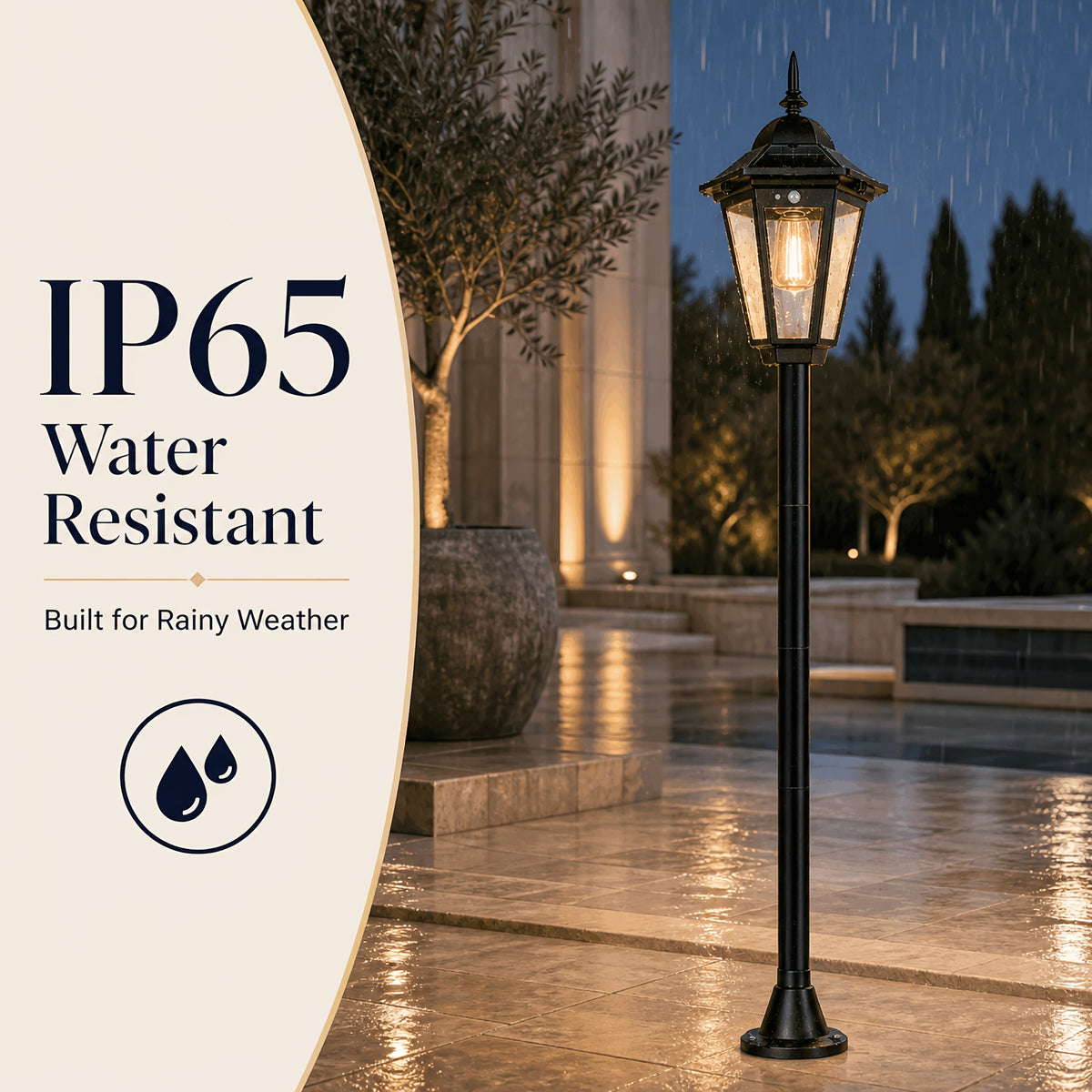Lot de 2 lampadaires solaires 135 cm à lanterne et filament