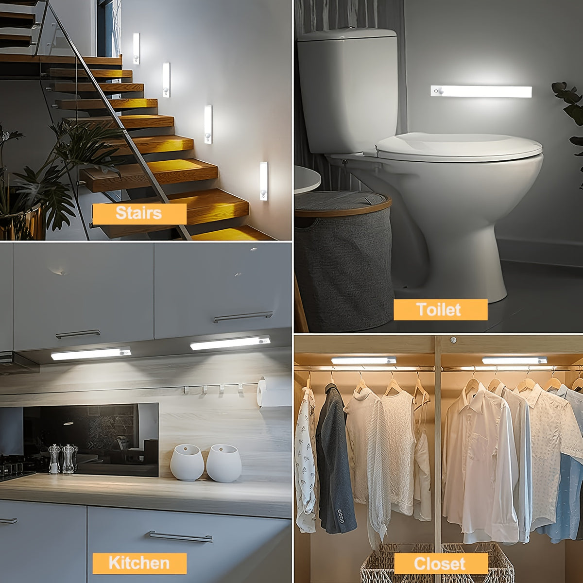 Barres LED à détecteur par 3 ou par 6, trois teintes et variateur