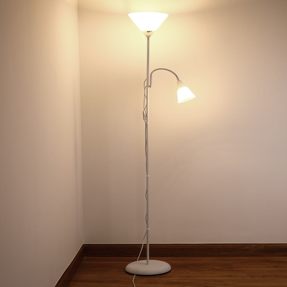 Lampadaire vasque avec liseuse flexible, noir ou blanc, 175 cm