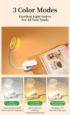 Mini lampe de lecture à pince à tête ronde, USB-C, noire ou blanche