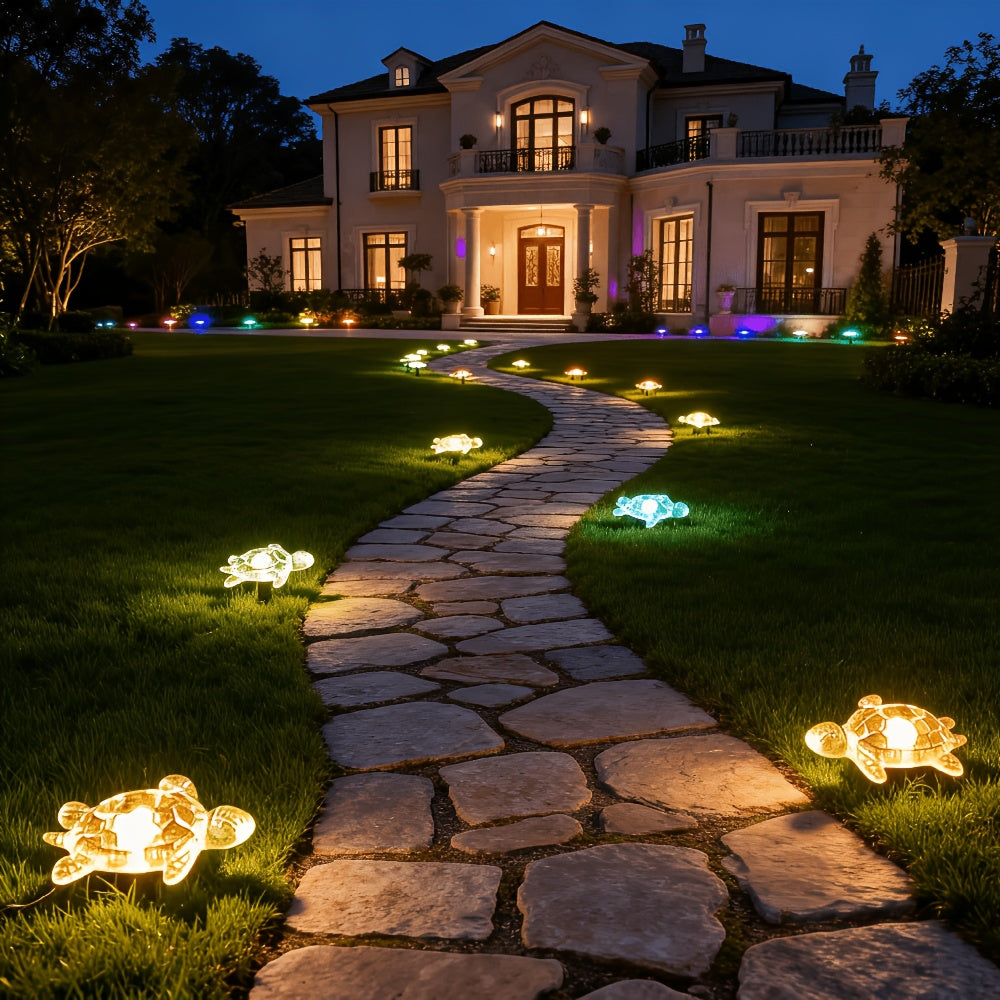 Guirlande solaire à piquets en forme de tortue, 10 ou 20 lumières