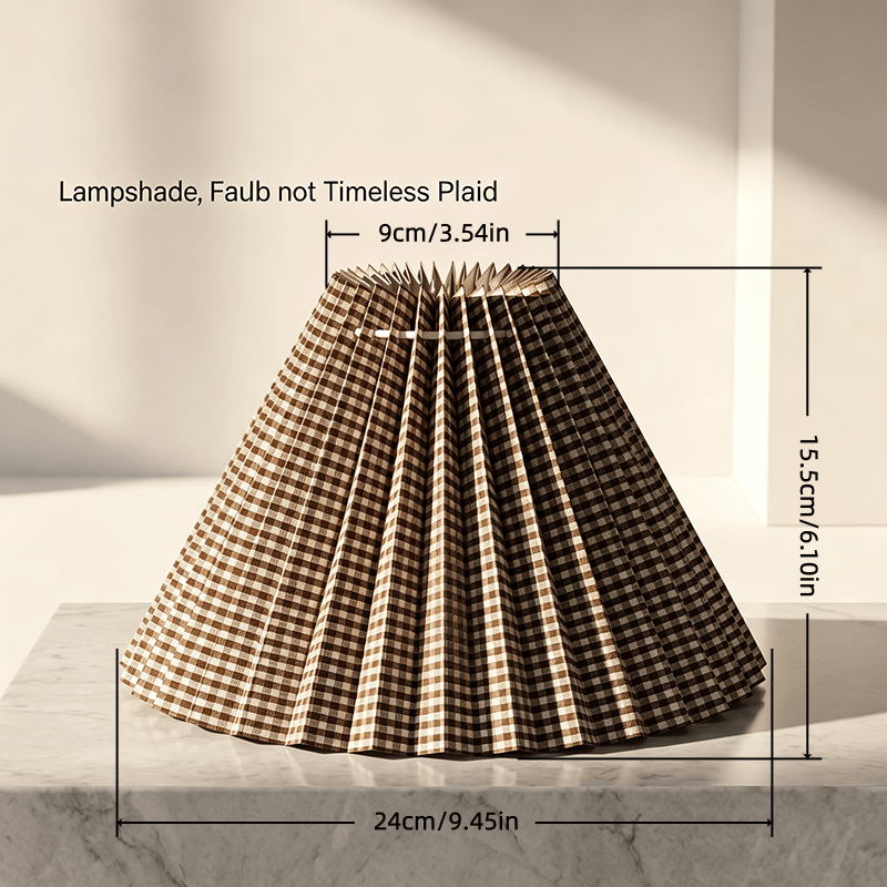 Lot de 2 abat-jour plissés à carreaux vichy marron, Ø 24 cm
