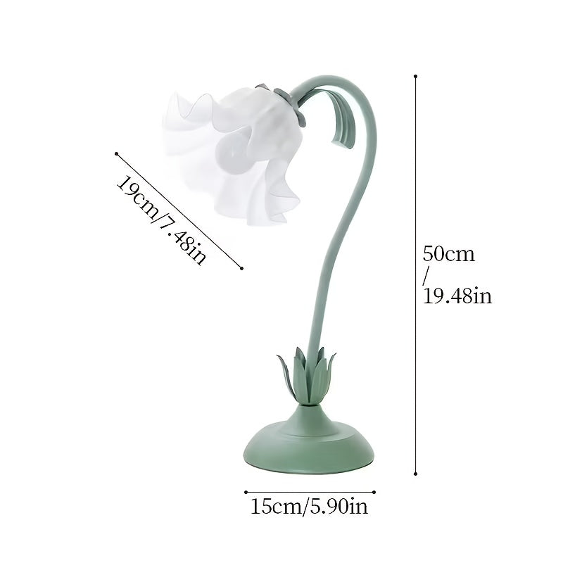 Lampe de bureau fleur à col flexible, tulipe en acrylique, 50 cm