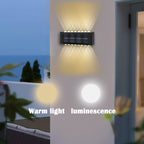 Lot de 2 appliques murales solaires LED IP44, faisceau haut et bas