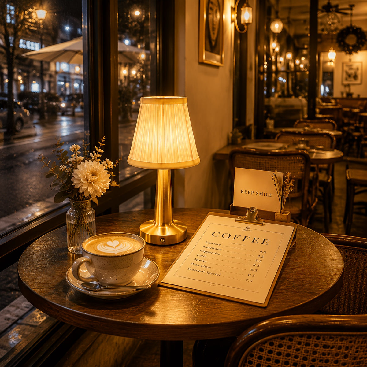 Lampe de table sans fil à abat-jour plissé blanc, pied doré ou argenté