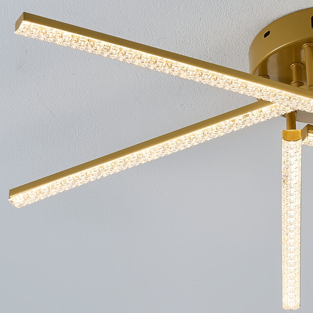 Plafonnier LED à branches rayonnantes, doré, noir ou blanc, 76 cm