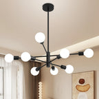 Lustre spoutnik 8 bras en métal noir, Ø 75 cm, douilles E27