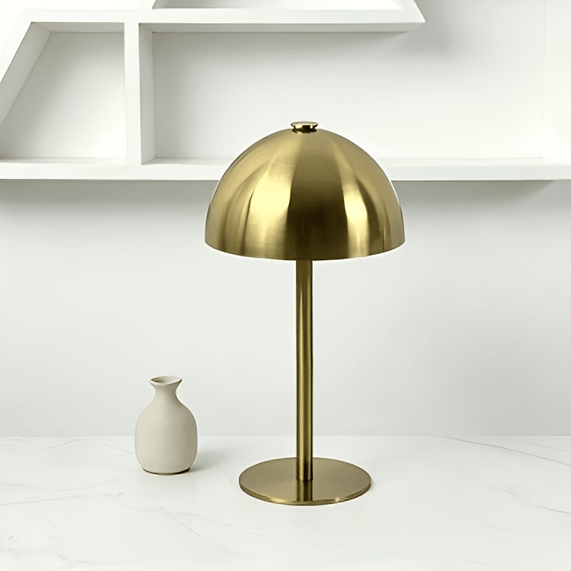 Lampe champignon sans fil à dôme métallique, doré ou argenté