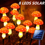 Lot de 8 balises solaires champignon rouges à pois, IP44