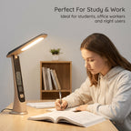 Lampe de bureau pliable sans fil avec horloge, tactile, 1800 mAh
