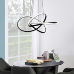 Lustre LED à boucles entrelacées en aluminium noir, avec télécommande