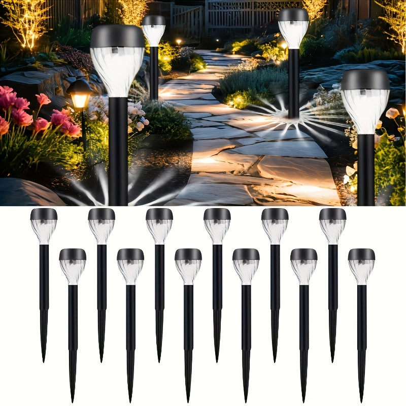 Lot de 10 lampes solaires sucette à tête torsadée pour allée