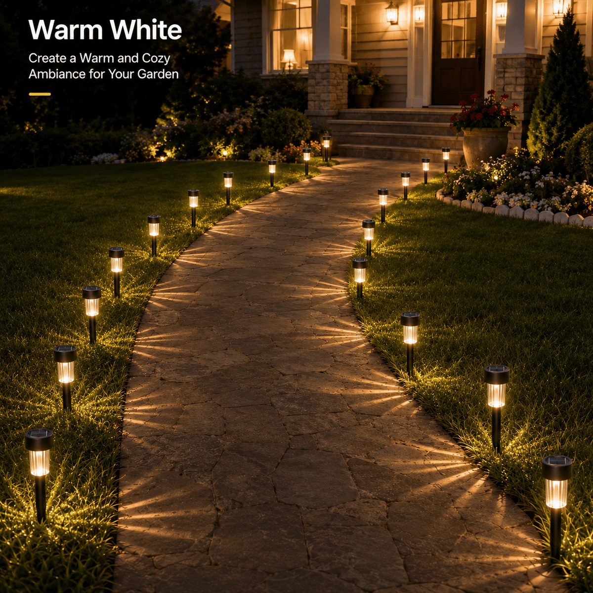 Lot de 24 balises solaires de jardin noires à 3 lumières, IP44