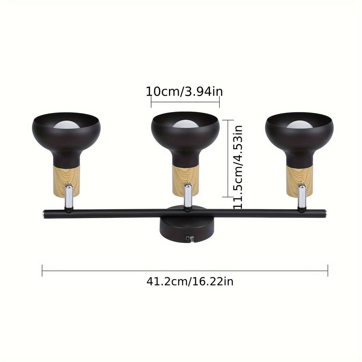 Plafonnier spots E14 à col effet bois, rampe de 150 cm ou 3 alignés