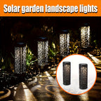 Lampe solaire de jardin noire ajourée à arabesques, lot de 4