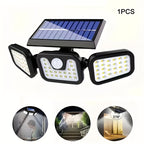 Applique solaire 74 LED à têtes orientables, 800 lumens, détecteur