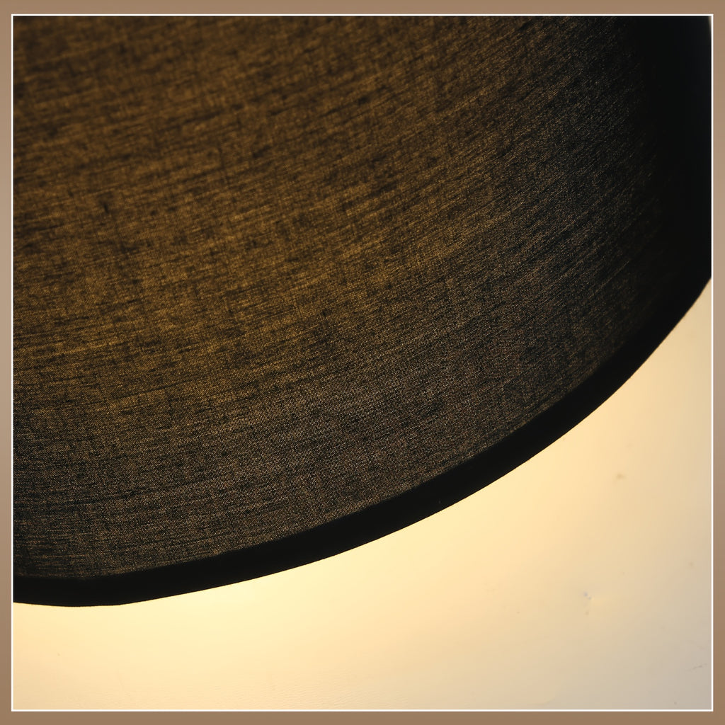 Lampadaire liseuse noir à potence et abat-jour tambour, 166 cm