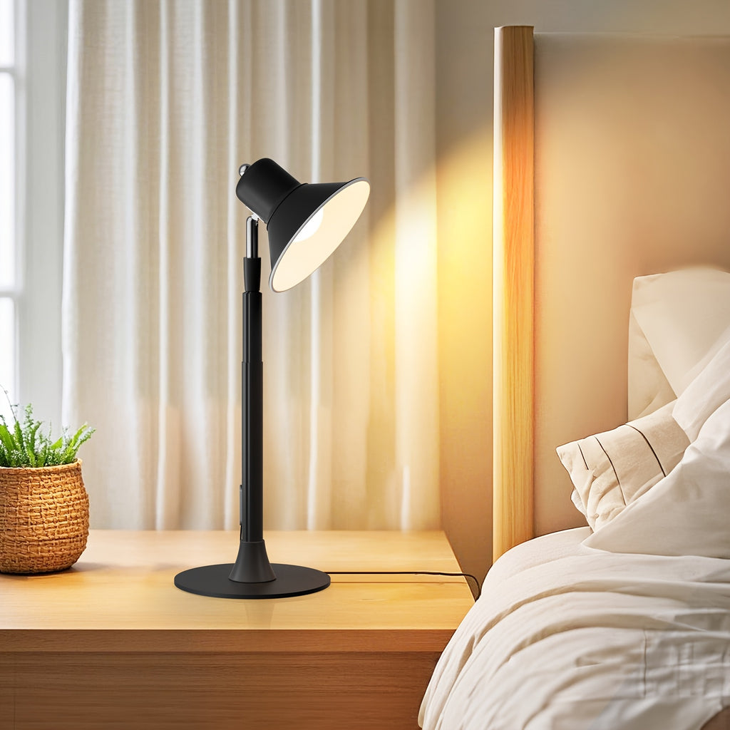 Lampadaire LED USB noir convertible en lampe de chevet, 45 à 145 cm