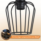 Applique murale cage en métal noir et bras en bois, douille E27