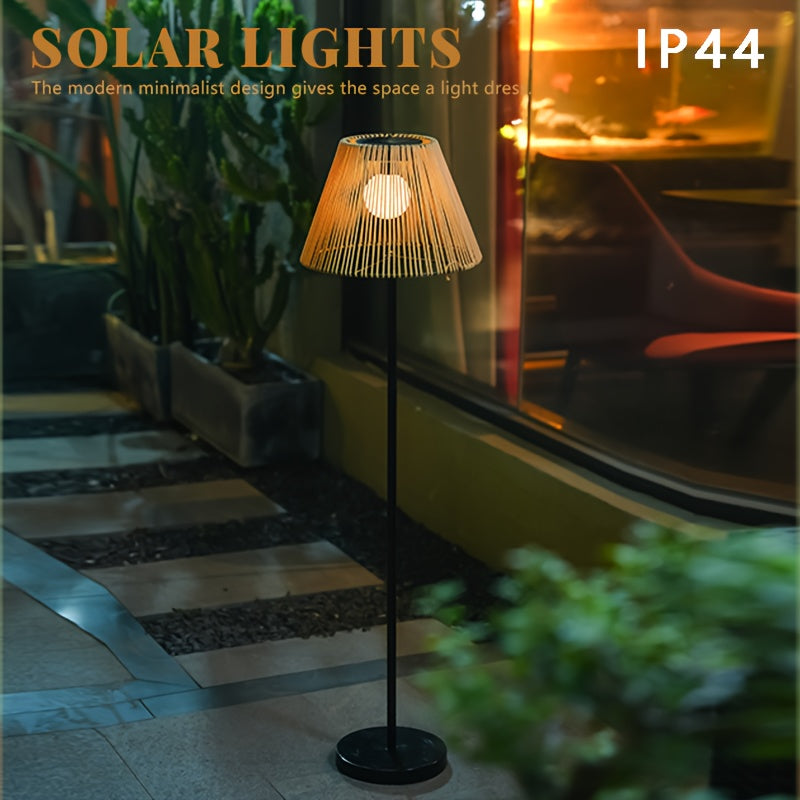 Lampadaire solaire effet rotin de 119 cm pour patio et jardin
