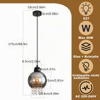Suspension globe en verre fumé et pampilles transparentes, E27