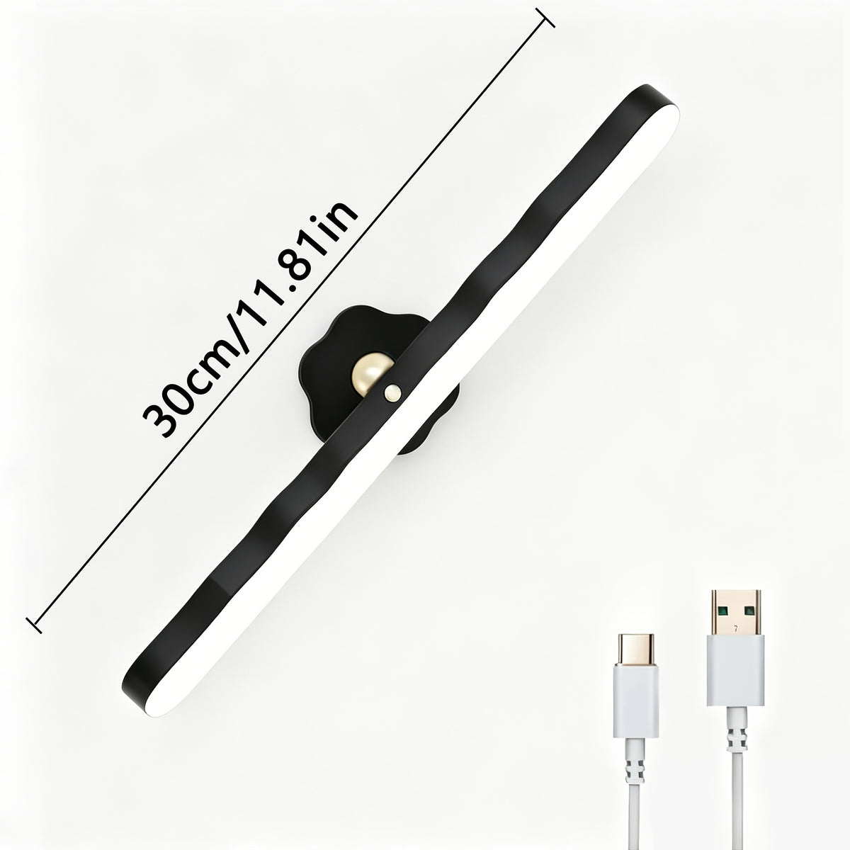 Applique murale LED noire rotative de 30 cm, liseuse sans fil