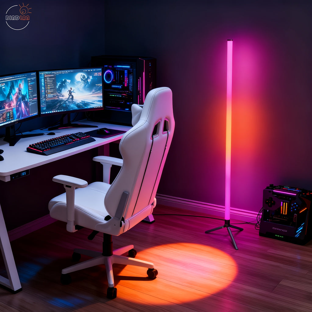 Lampadaire LED RVB démontable en trois tubes sur trépied, 110 cm