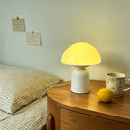 Lampe champignon en verre coloré et pied blanc, branchement USB