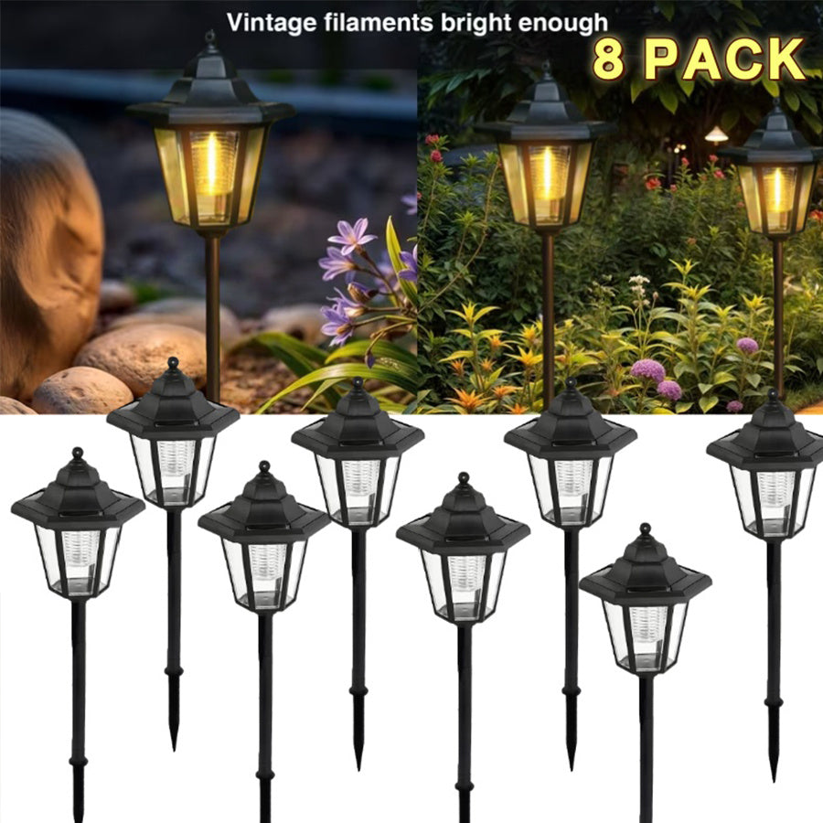Lot de 8 lanternes solaires hexagonales noires de 41 cm, IP65