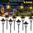 Lot de 8 lanternes solaires hexagonales noires de 41 cm, IP65