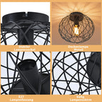 Plafonnier cage noire Ø 25 cm à fils croisés, douille E27
