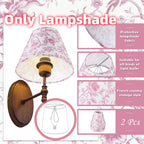 Lot de 2 abat-jour à pince en toile fleurie rose, Ø 15 cm