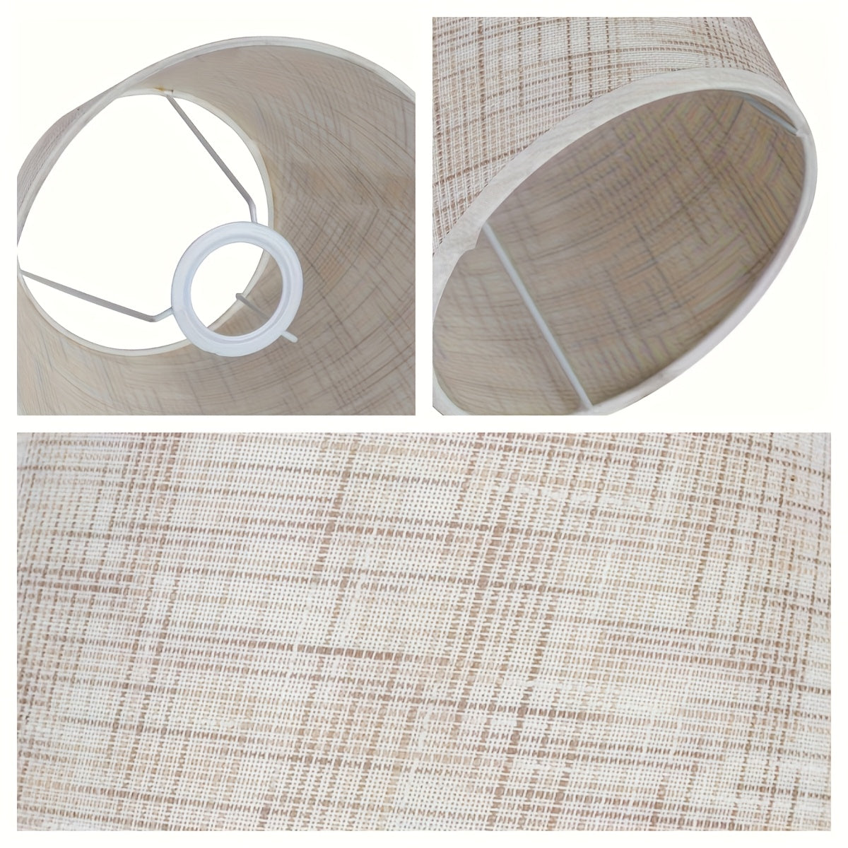 Abat-jour conique aspect lin chiné, beige ou gris foncé, Ø 22 cm