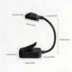 Lampe de lecture à pince noire rechargeable, utilisable branchée