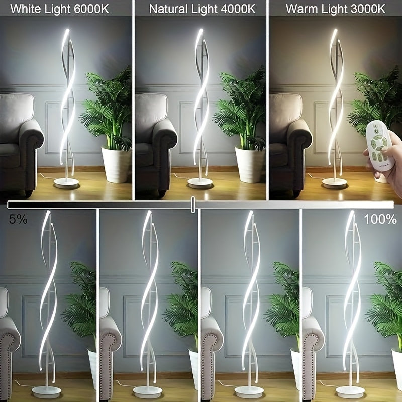 Lampadaire spirale LED double hélice à quatre teintes, 152 cm