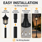 Lot de 2 lampadaires solaires 168 cm à détecteur, lanterne noire