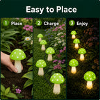 Guirlande solaire de 8 champignons verts à pois, à planter, IP44