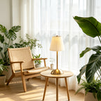Paire de lampes sans fil plissées, socle doré en dôme, 30 cm