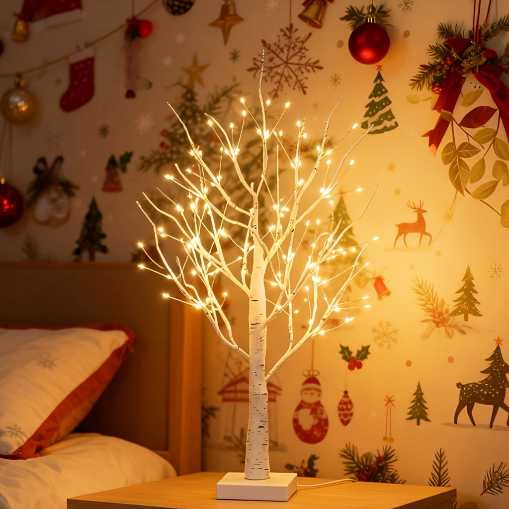 Lampe décorative arbre de bouleau lumineux, 144 LED, 60 cm