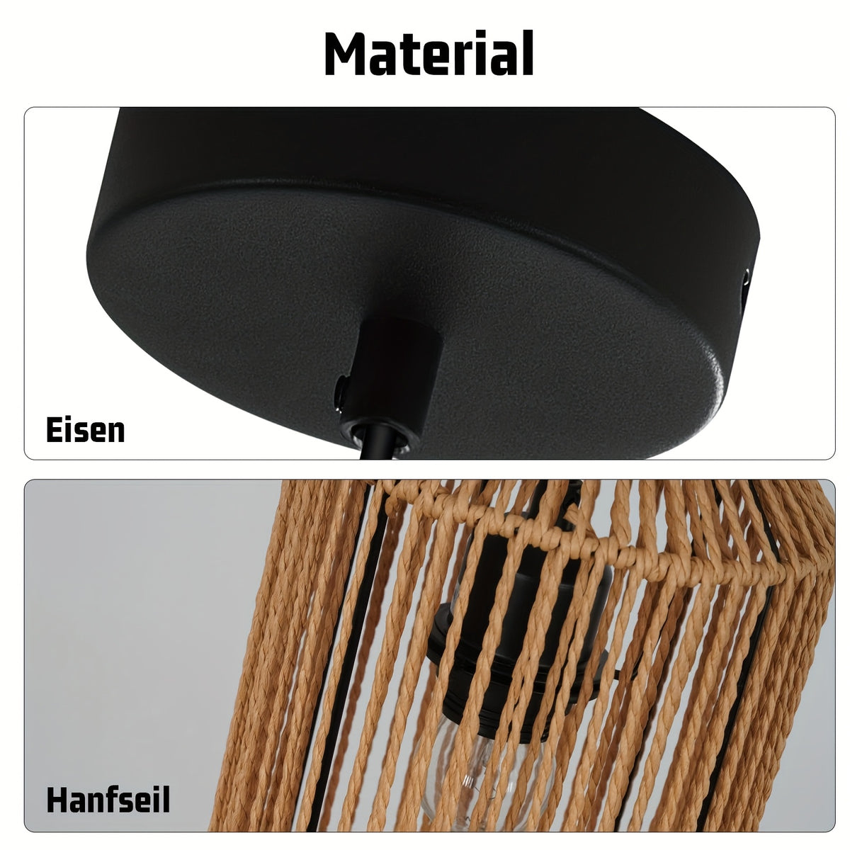 Suspension lanterne en corde de chanvre de 30,5 cm, à l'unité ou par 2