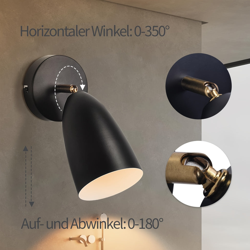 Applique murale spot orientable GU10, noir ou blanc, lot de 2