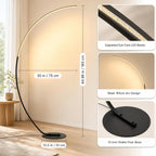 Lampadaire arc LED 165 cm avec télécommande et minuterie