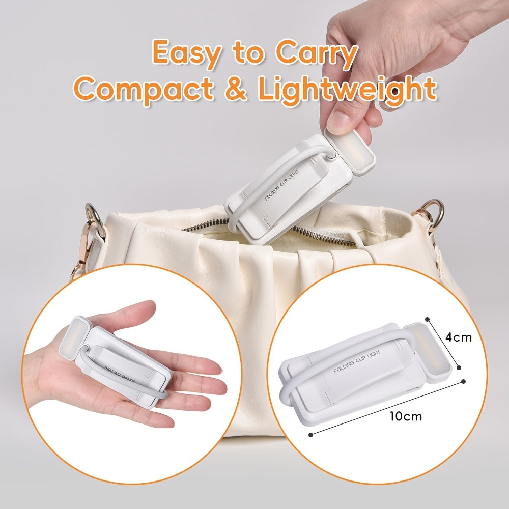 Lampe de lecture pliante à pince blanche, 10 x 4 cm une fois repliée