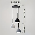 Suspension 3 gouttes en aluminium noir, blanc et gris sur rosace
