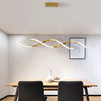 Lustre LED double vague en aluminium, doré ou argenté, 94 cm