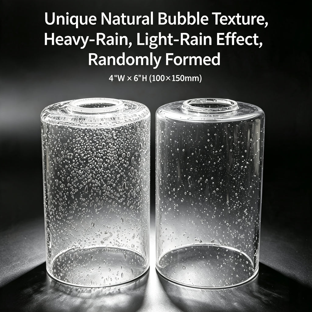 Lot de 2 cylindres en verre bullé transparent, Ø 10 x H 15 cm